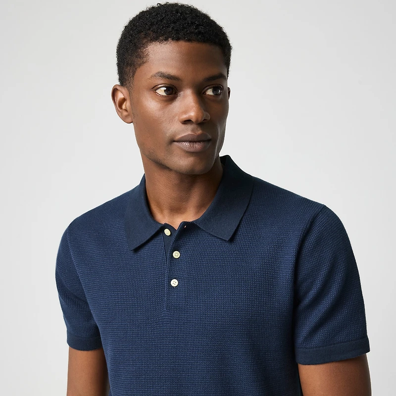 Textured cotton sweater-polo