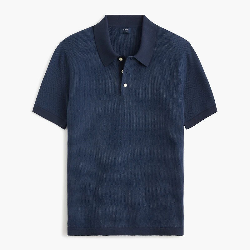 Textured cotton sweater-polo