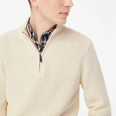 Cotton honeycomb knit quarter-zip
