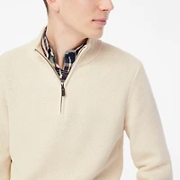Cotton honeycomb knit quarter-zip