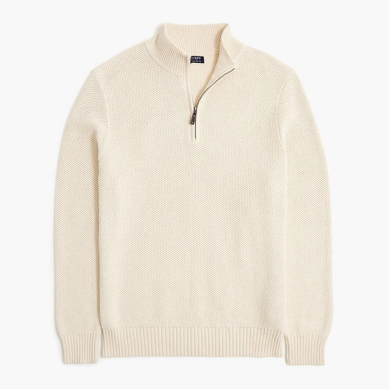 Cotton honeycomb knit quarter-zip