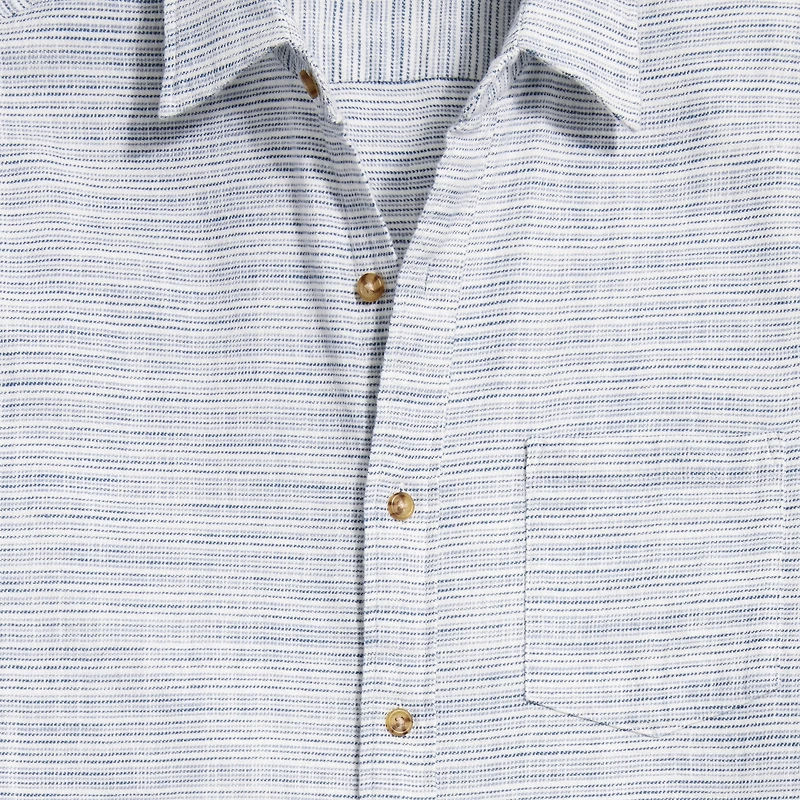 Short-sleeve slub dobby striped shirt