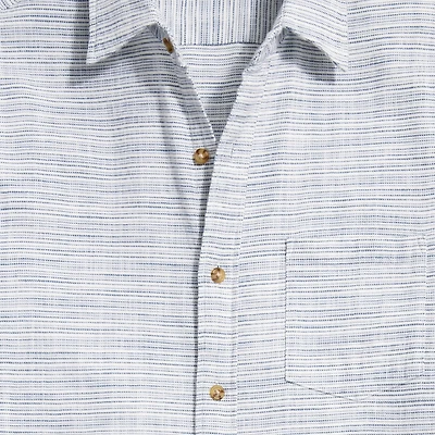 Short-sleeve slub dobby striped shirt