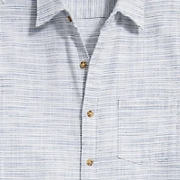 Short-sleeve slub dobby striped shirt