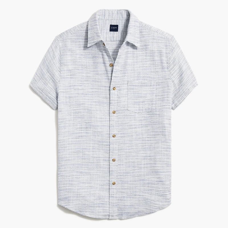 Short-sleeve slub dobby striped shirt