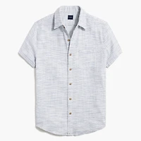 Short-sleeve slub dobby striped shirt