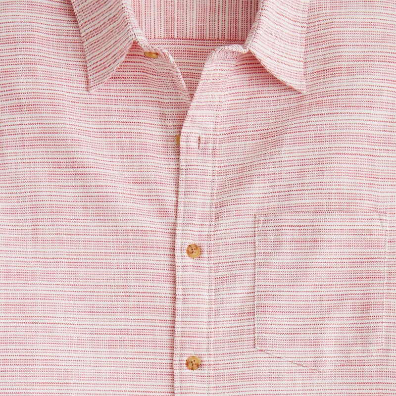 Short-sleeve slub dobby striped shirt