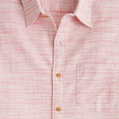 Short-sleeve slub dobby striped shirt