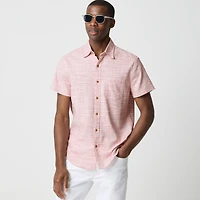 Short-sleeve slub dobby striped shirt