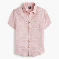Short-sleeve slub dobby striped shirt