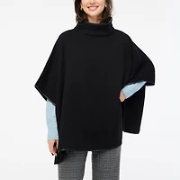 Faux leather-trimmed poncho