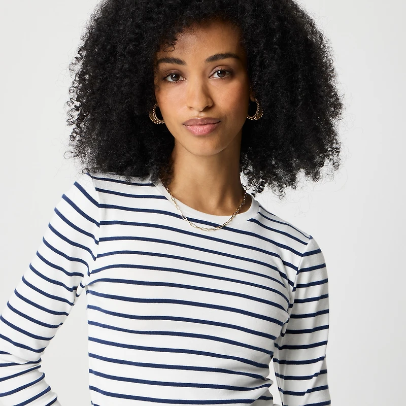 Long-sleeve striped everyday tee