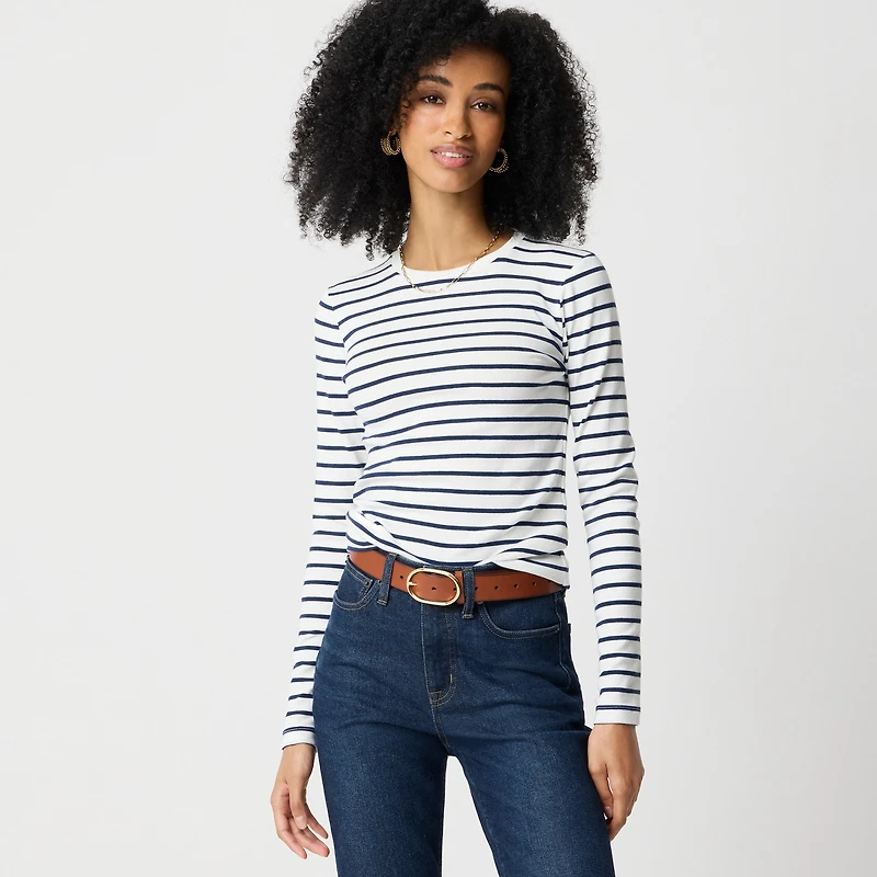 Long-sleeve striped everyday tee