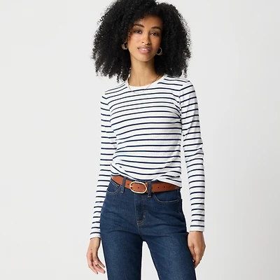 Long-sleeve striped everyday tee