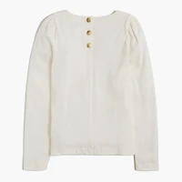 Puff-sleeve button-back top