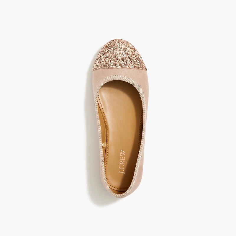 Girls' glitter cap-toe ballet flats