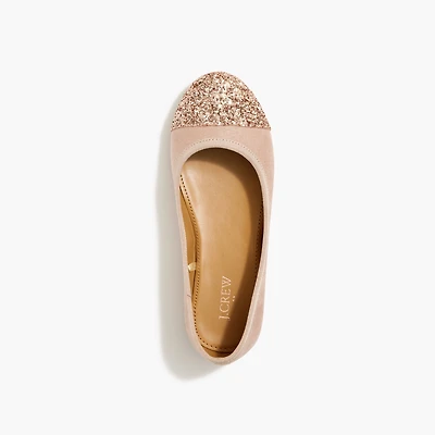Girls' glitter cap-toe ballet flats