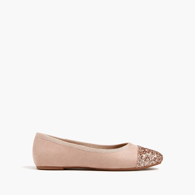 Girls' glitter cap-toe ballet flats