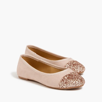 Girls' glitter cap-toe ballet flats
