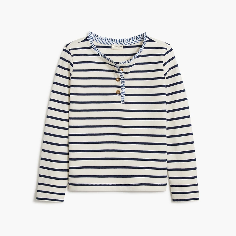 Girls' striped henley tee