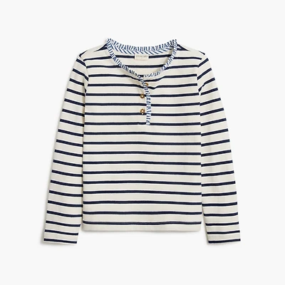 Girls' striped henley tee