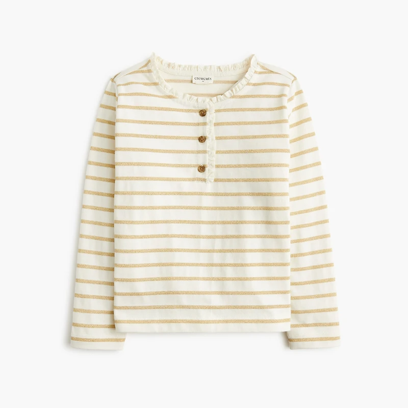 Girls' striped henley tee