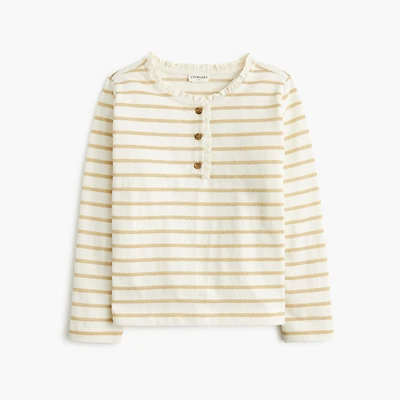 Girls' striped henley tee