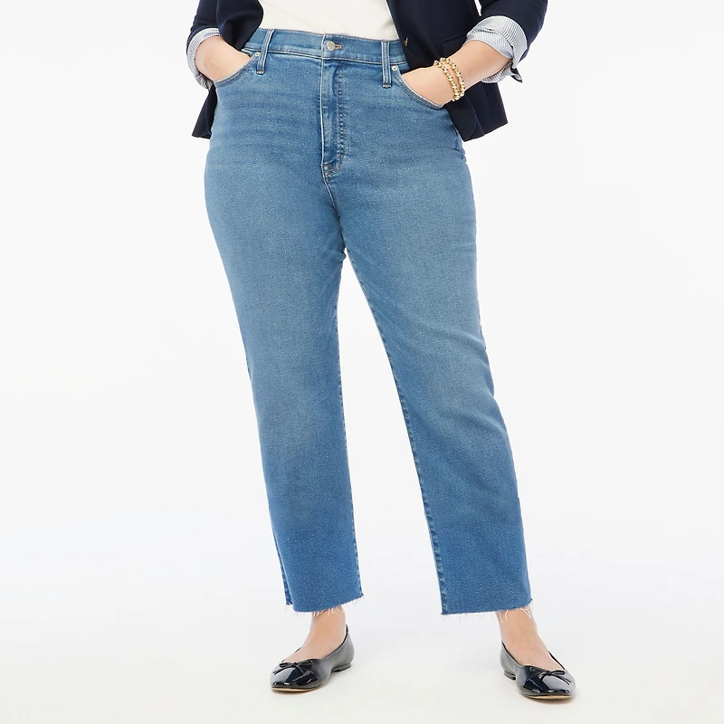 Petite stovepipe jean with cut hem in signature stretch+