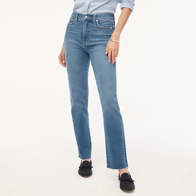 Petite stovepipe jean with cut hem in signature stretch+