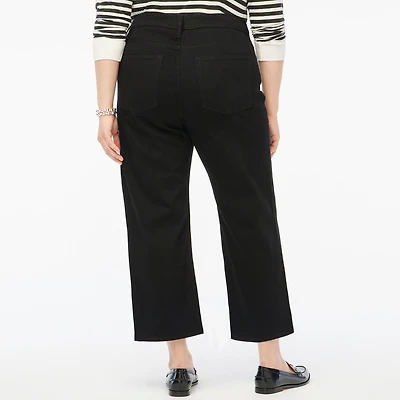 Black wide-leg cropped jean all-day stretch