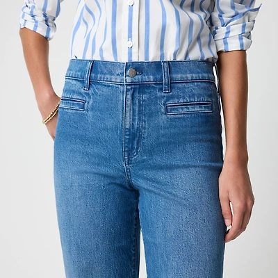 Wide-leg cropped jean with welt pockets all-day stretch