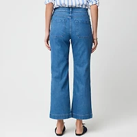 Wide-leg cropped jean with welt pockets all-day stretch