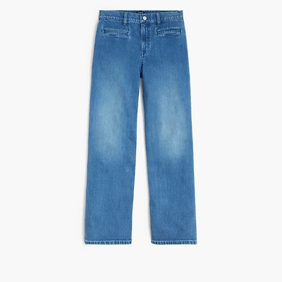 Wide-leg cropped jean with welt pockets all-day stretch