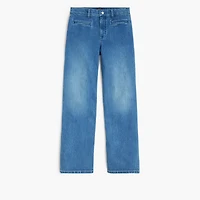 Wide-leg cropped jean with welt pockets all-day stretch