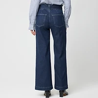 Wide-leg paper-bag denim trouser