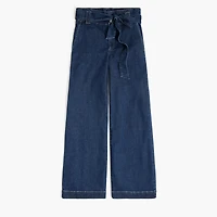 Wide-leg paper-bag denim trouser