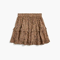Girls' leopard tiered skirt