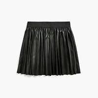 Girls' faux-leather pleated skirt