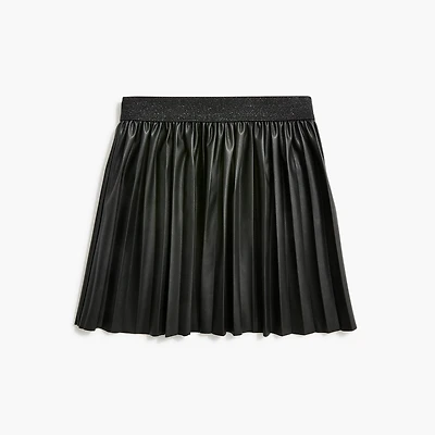 Girls' faux-leather pleated skirt