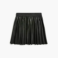 Girls' faux-leather pleated skirt