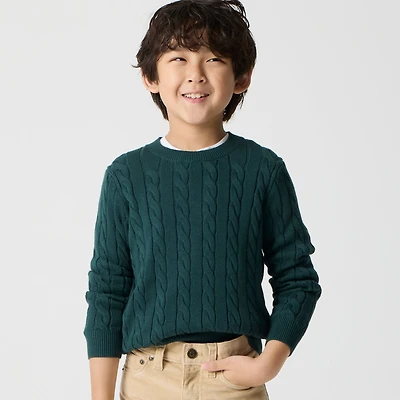 Kids' cable-knit crewneck sweater