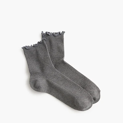 Ribbed ruffle-edge boot socks