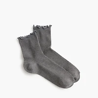 Ribbed ruffle-edge boot socks