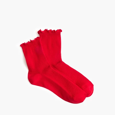 Ribbed ruffle-edge boot socks