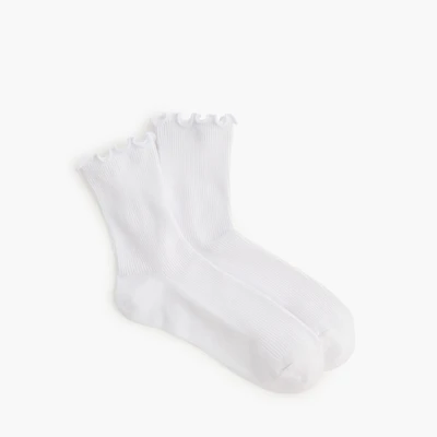 Ribbed ruffle-edge boot socks