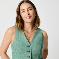 Herringbone button-front vest