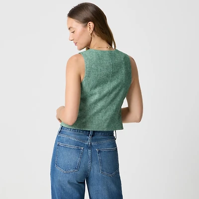 Herringbone button-front vest