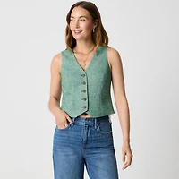 Herringbone button-front vest