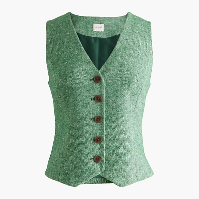 Herringbone button-front vest