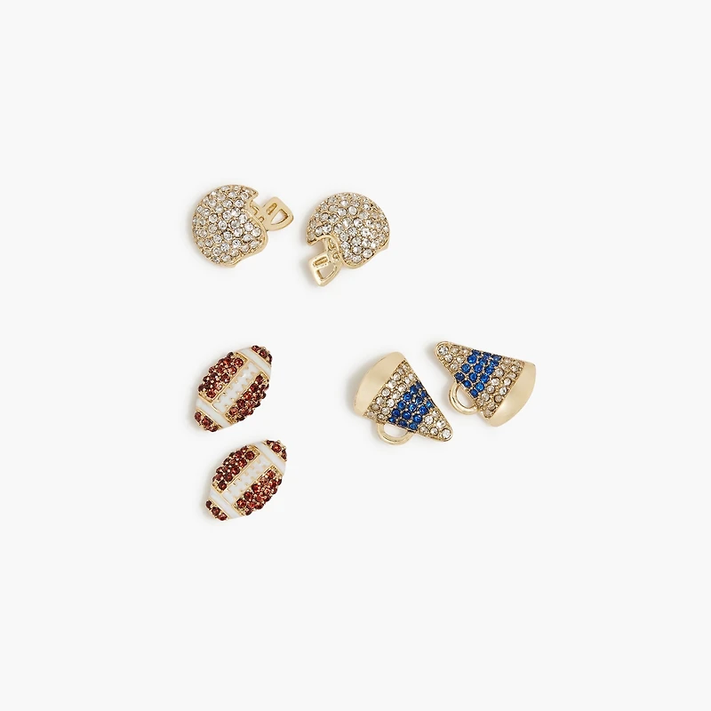 Football game day stud earrings set-of-three
